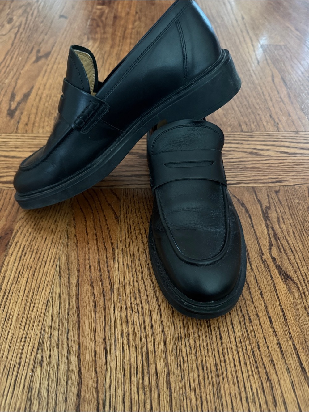 Tony Bianco Black Leather Loafers - 7 1/2 fit size 8 US women